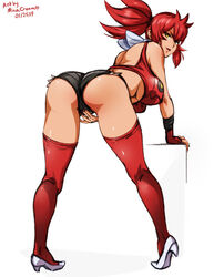 1girls 2019 ass bent_over big_ass clothed clothing curvy dated female female_only gijinka hair huge_breasts humanized large_ass minacream nintendo original_character pokemon pokemon_gsc presenting_hindquarters red_hair scizor seductive shirt shorts sketch text thick_thighs thighhighs underboob video_games watermark wide_hips rating:Questionable score:81 user:EdgySexy