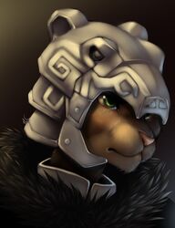 anthro armor bethesda_game_studios bust_portrait felid female green_eyes headgear helmet khajiit mammal microsoft nut-bar portrait skyrim solo the_elder_scrolls rating:safe score: user:anonymous