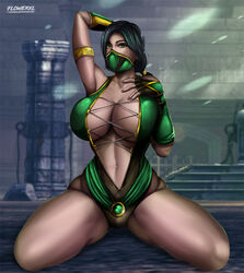 1girls 2d abs alluring arm_up big_breasts black_hair breasts cleavage clothing dark-skinned_female dark_skin female female_only flowerxl green_eyes hair jade_(mortal_kombat) large_breasts midway midway_games mortal_kombat mortal_kombat_(2011) netherrealm_studios solo thick_thighs thighs video_games rating:Questionable score:155 user:EdgySexy