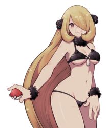 1girls black_bra black_panties blonde_hair bra breasts brown_eyes cleavage clothing cynthia_(pokemon) female female_only hair_over_one_eye human human_only lamb-oic029 legs_together long_hair looking_at_viewer matching_underwear nintendo panties pokeball pokemon pokemon_dppt smile solo wide_hips rating:Questionable score:103 user:justausername