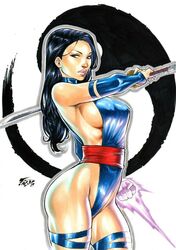 1girls betsy_braddock big_breasts black_hair breasts ed_benes_studio female fred_benes homo_superior large_breasts leotard marvel mutant nipple_bulge pink_lips psylocke sideboob solo straight_hair weapon x-men rating:Explicit score:39 user:JackieEstacadoThrowaway