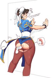 1boy 1girls against_wall anal anal_insertion anal_sex anus asian ass big_penis blue_panties blue_underwear breasts brown_hair buttholemagick capcom chun-li dialogue disembodied_hand disembodied_penis earrings exposed_ass female female_focus hair heart highres human insertion legs looking_back male male_penetrating motion_lines pantyhose penetration penis ripped_clothing ripped_leggings sex speech_bubble spiked_bracelet street_fighter text thick_thighs thighhighs thighs torn_clothes torn_clothing torn_pantyhose unseen_male_face veiny_penis rating:Explicit score:254 user:Sychphon