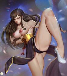 alternate_costume breasts capcom chun-li didi_esmeralda female highres large_breasts leg_up long_hair nipples solo street_fighter rating:Explicit score:83 user:chooped