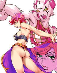 angry armpits ass breasts choker female green_eyes jojo's_bizarre_adventure kemi looking_at_viewer open_mouth pink_hair pose sexy_armpits short_hair sideboob skirt spice_girl stand_(jjba) toned toned_female trish_una vento_aureo rating:Questionable score:135 user:quintusgordianus