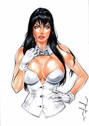 1girls ascot big_breasts black_hair blue_eyes bowtie breasts buttons cleavage collar dc dc_comics ed_benes_studio female female_only homo_magi human jeferson_lima jeferson_lima_(artist) justice_league leotard lips long_hair mage nipples nipples_visible_through_clothing solo sorceress straight_hair white_gloves white_leotard witch zatanna zatanna_zatara rating:Explicit score:29 user:JackieEstacadoThrowaway