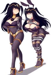 bagelbomb bondage bound clone female femsub fire_emblem fire_emblem_awakening fully_clothed selfcest tharja_(fire_emblem) white_background rating:Questionable score:150 user:Boundguy