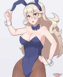 1girls animal_ears bad_id bad_twitter_id bare_shoulders blonde_hair blue_bowtie blue_leotard bowtie breasts bunny_ears bunny_girl bunny_tail bunnysuit cleavage corrin_(fire_emblem) corrin_(fire_emblem)_(female) covered_navel detached_collar dragon fake_animal_ears fake_tail female female_only fire_emblem fire_emblem_fates fishnet_pantyhose fishnets hair_between_eyes hair_ornament hairband hand_on_hip highleg highleg_leotard highres large_breasts leotard long_hair looking_at_viewer mamkute manakete navel nintendo pantyhose playboy_bunny pointy_ears rabbit_ears rabbit_tail red_eyes sarukaiwolf silver_hair simple_background solo tail wrist_cuffs rating:Safe score:156 user:V1H7U2