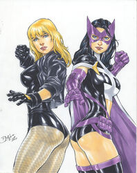 2girls ass belt big_breasts black_canary black_gloves black_hair blonde_hair blue_eyes breasts busty curvaceous curvy dc dc_comics dinah_lance ed_benes ed_benes_studio erect_nipples female female_ass female_only fishnet_stockings fishnets fists gloves green_arrow_(series) helena_bertinelli human huntress_(dc) jacket latex leather leotard long_hair mask metahuman nipples nipples_visible_through_clothing pinup pouch purple_gloves purple_mask raised_fist superheroine thighhighs utility_belt voluptuous zipper_pull_tab rating:Explicit score:25 user:JackieEstacadoThrowaway