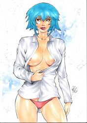 1girls 2018 big_breasts blouse blue_eyebrows blue_hair bob_cut breasts busty button_down_shirt cleavage curvaceous curvy dated demon_girl demoness devil_girl drawn ed_benes_studio eyelashes eyeliner eyeshadow female female_only hair_between_eyes high_school_dxd human lanio_sena lipstick makeup medium_hair nipples nipples_visible_through_clothing no_bra open_shirt panties pink_lips pink_nipples pink_panties red_eyes shirt shirt_tug short_hair signature solo thick_thighs thighs voluptuous white_shirt xenovia_quarta rating:Explicit score:28 user:JackieEstacadoThrowaway