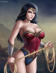 1girls breasts cleavage dc_comics diana_prince female female_only flowerxl looking_at_viewer pinup solo wonder_woman wonder_woman_(series) rating:Safe score:107 user:justausername