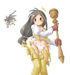 black_hair blush clothes embarrassed exposed exposed_panties female final_fantasy final_fantasy_ix garnet_til_alexandros_xvii horse human kasuga_yukihito long_hair low-tied_long_hair odin odin_(final_fantasy) panties staff sword tearing_clothes torn_clothes torn_pants underwear weapon white_background rating:Questionable score:5 user:bot