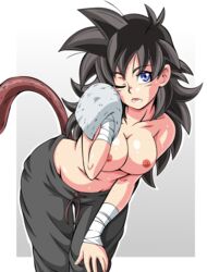 1girls areolae bandage belly bent_over black_hair black_pants blue_eyes breasts clothed dragon_ball dragon_ball_xenoverse dragon_ball_z edit fan_character female female_only female_saiyan lewdamone long_hair looking_at_viewer myra_(steedoj) navel nipples oc one_eye_closed open_mouth original_character pants saiyan saiyan_tail source_request spiky_hair sweat sweatdrop sweatpants tail thigh_gap topless wet white_background wide_hips rating:Explicit score:178 user:DickieTheLongBoi