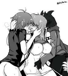 1girls 2boys anthro ass blush bottomless breasts chokaso claws clothed deltarune female female_anthro fingering furry goat hair_over_eyes heavy_breathing human interspecies kris_(deltarune) large_breasts male male_anthro male_human monochrome multiple_boys panties panties_down penis ralsei scalie shirt shirt_lift sketch straight susie_(deltarune) text thick_thighs threesome trembling watermark wet wide_hips rating:Explicit score:49 user:SubhumanDegraded