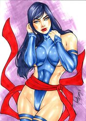 1girls 2018 betsy_braddock big_breasts blue_clothing blue_eyes blue_hair blue_leotard blue_sleeves blue_stockings blue_thighhighs breasts busty curvaceous curvy dated ed_benes_studio eyeshadow female female_only fingerless_arm_sleeves hand_in_hair homo_superior human large_breasts leotard long_hair makeup mariah_benes marvel marvel_comics mascara mutant pinup psylocke red_lips red_sash sash signature sleeves solo stockings straight_hair superheroine thick_thighs thighhighs thighs voluptuous x-men rating:Safe score:17 user:JackieEstacadoThrowaway