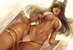 1girls abs animal_ears anubis belly big_ass big_breasts bikini black_hair cleavage clothed dark-skinned_female dark_skin egyptian jewelry large_ass looking_at_viewer midriff navel revealing_clothes solo thick_thighs underboob whistlerx wide_hips yellow_eyes rating:Questionable score:232 user:Gotai12345