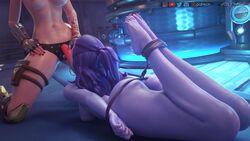 2girls 3d ashe_(overwatch) ass barefoot blender blizzard_entertainment blowjob bondage breasts cleavage feet fellatio female female_only femdom femsub forceballfx oral overwatch strap-on strap-on_fellatio toes widowmaker yuri rating:Explicit score:217 user:justausername