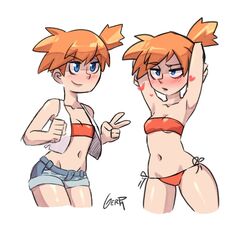 1girls alternate_outfit armpits arms_up bare_shoulders belly bikini blue_eyes blush cleavage clothed clothes female female_only gerph half-closed_eyes heart human human_only kasumi_(pokemon) midriff misty_(pokemon_lgpe) navel nintendo orange_hair pokemon pokemon_lgpe pokemon_rgby red_hair short_hair shorts side-tie_bikini side_ponytail small_breasts smile solo standing thick_thighs thigh_gap underboob v vest watermark white_background wide_hips rating:Questionable score:135 user:Misty_lover