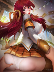 1girls battle_academia_lux_prestige_edition battle_academia_series big_breasts breasts cleavage female large_breasts league_of_legends looking_at_viewer looking_back luxanna_crownguard panties pov prestige_skin solo_focus thighhighs windwalker rating:Questionable score:156 user:justausername