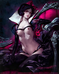 alternate_costume black_hair breasts corruption disney disney_princess erect_nipples functionally_nude goth hair_ribbon kneeling lerapi nipples partially_clothed red_eyes snow_white_(disney) snow_white_and_the_seven_dwarfs teenager thighhighs rating:Explicit score:267 user:MeitheNerdSlut