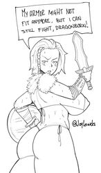 1girls alternate_breast_size ass back big_ass big_breasts bikini huge_breasts joylewds lydia milf monochrome shield sketch skyrim sword the_elder_scrolls thick_thighs underboob warrior weapon wet rating:Questionable score:63 user:joylewds