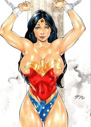 1girls 2019 amazon black_hair blue_eyes bondage bound bound_wrists breastplate breasts captured chain_bondage chained chains cleavage curvaceous curvy damsel_in_distress dated dc dc_comics diana_prince ed_benes_studio eyeshadow female female_only femsub goddess huge_breasts human iago_maia justice_league long_hair makeup mascara panties peril pinup purple_lips purple_lipstick ripped_clothing signature solo standing superheroine themysciran thick_thighs thighs tiara torn_clothes torn_clothing wonder_woman wonder_woman_(series) wrists_bound rating:Safe score:94 user:JackieEstacadoThrowaway