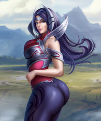 1girls ass breasts cleavage female female_only flowerxl irelia_xan league_of_legends looking_at_viewer looking_back solo rating:Questionable score:111 user:justausername