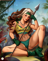 1girls alternate_costume anna_marie breasts cleavage didi_esmeralda female female_only marvel rogue_(x-men) savage_land solo spread_legs x-men rating:Safe score:68 user:justausername