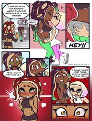 3girls agent_8_(splatoon) ass_grab blush blush_lines blushing chocolate_and_vanilla comic dark-skinned_female dark_skin dialogue female female_only grabbing_ass hand_holding inkling interracial interracial_yuri iseenudepeople lip_biting marina_(splatoon) motion_lines nintendo octoling pearl_(splatoon) speech_bubble splatoon splatoon_2 text trembling yuri rating:Explicit score:155 user:CursedImages