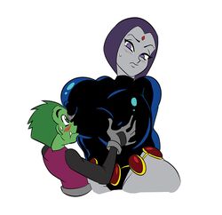 beast_boy dc dc_comics embarrassed glassfish green_eyes green_hair green_skin grey_skin groping huge_breasts purple_eyes purple_hair rachel_roth raven_(dc) size_difference straight teen_titans rating:Questionable score:94 user:thebooblover