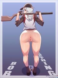 1girls 2019 2d anus ashe_(overwatch) ass blizzard_entertainment female female_only looking_at_viewer looking_back musket overwatch pussy shotgun silent-fly solo rating:Explicit score:98 user:justausername