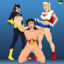 1girls 2futas abs areolae balls barbara_gordon batgirl batman:_the_animated_series batman_(series) big_breasts big_penis breasts dc dc_comics dcau diana_prince dickgirl erection female futa_on_female futanari intersex justice_league justice_league_unlimited kara_zor-el large_breasts muscles muscular muscular_futanari nipples penis penis_under_skirt pussy savalkas star_earrings supergirl superman_(series) testicles wonder_woman wonder_woman_(series) rating:Explicit score:187 user:justausername