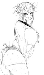 1boy 1girls alternate_breast_size ass big_ass big_breasts blush bottomless breasts buttjob coffing_(artist) cum cum_on_ass disembodied_penis female frottage himiko_toga huge_ass huge_breasts large_breasts male monochrome my_hero_academia panties penis shirt sideboob sketch smile source_request veins veiny_penis rating:Explicit score:332 user:BlizzardFest