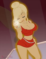 1girls areola_slip beltskirt big_breasts blonde_hair breasts busty cleavage closed_eyes crop_top discreenvision disney disney_fairies erect_nipples fairy fairy_wings female female_only hair_bun hourglass_figure inusen miniskirt mirror_selfie nail_polish navel nipple_bulge peter_pan_(disney) phone red_skirt selfie short_skirt skirt smile solo thick_thighs tied_hair tinker_bell voluptuous wide_hips wings rating:Explicit score:422 user:Zardauz