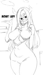 big_ass big_breasts black_and_white bodysuit coffing_(artist) horns huge_breasts long_hair mask mount_lady my_hero_academia tagme yuu_takeyama rating:Explicit score:73 user:BlizzardFest