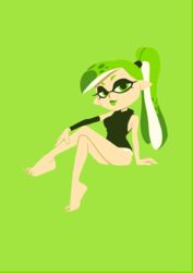 1girls absurd_res armpits barefoot bottomless dress_shirt eyebrows eyelashes female female_focus female_only freeglass green_background green_hair highres inkling inkling_girl iseenudepeople lips lipstick looking_at_viewer nail_polish nintendo no_panties pinup ponytail sexually_suggestive simple_background sitting sleeveless solo solo_focus splatoon suggestive tentacle_hair rating:Questionable score:34 user:Tillow