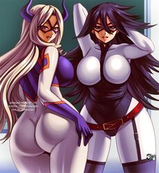 2_bimbos 2girls ass backboob big_ass big_breasts bimbo bimbos black_hair blonde_hair blue_eyes bodysuit breasts classroom clothed dat_ass dominatrix hands_behind_head hands_on_hips huge_ass huge_breasts jadenkaiba large_breasts looking_at_viewer midnight_(my_hero_academia) mount_lady my_hero_academia naughty_face nemuri_kayama presenting presenting_ass seductive seductive_look seductive_pose skin_tight thick_thighs tight_clothing watermark wide_hips yuu_takeyama rating:Questionable score:515 user:LionSinEscanor