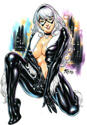 1girls 2019 big_breasts black_bodysuit black_cat_(marvel) blue_eyes bodysuit breasts busty cleavage curvaceous curvy dated domino_mask ed_benes_studio eyeshadow felicia_hardy female female_only fred_benes fur_trim human knee_up kneeling large_breasts lipstick long_hair makeup marvel marvel_comics mascara mask no_bra pinup red_lips red_lipstick signature smile smiling solo spider-man_(series) stretching superheroine thighs unzipped unzipped_bodysuit voluptuous white_hair zipper zipper_pull_tab rating:Questionable score:50 user:JackieEstacadoThrowaway