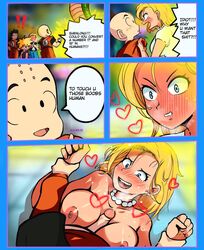 1girls ahe_gao android_18 areolae average_sized_penis blonde_hair blue_eyes blush breasts comic cum dialogue dragon_ball dragon_ball_z elsky_ii english_text erection female horny krillin kuririn large_breasts male nipples paizuri penis sex shenron smile son_gohan spanish_text speech_bubble straight sweet text translated yamcha yellow_hair rating:Explicit score:123 user:Sky_Horny