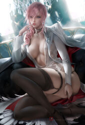 1girls absurd_res artist_signature ass big_breasts blouse breasts cleavage collared_blouse collared_shirt earrings eclair_farron eyelashes eyeliner female female_only final_fantasy final_fantasy_xiii garter garter_belt garter_straps heels hi_res high_heels human lingerie lipstick long_hair looking_at_viewer makeup nail_polish necklace nipples_visible_through_clothing no_bra open_clothes panties pink_hair sakimichan see-through shirt sitting solo stockings thighhighs thong underboob wide_hips rating:Explicit score:235 user:bot