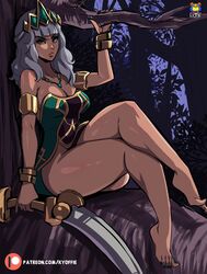 bracelet bubble_butt clothing feet green_nails green_toenails hair_ornament kyoffie league_of_legends legs nail_polish painted_nails qiyana_yunalai silver_hair thick_thighs toes yellow_eyes rating:Questionable score:211 user:GOTD101