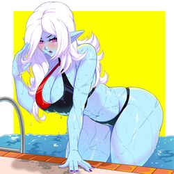 1girls big_breasts bikini bikini_bottom bikini_top boob_window cleavage dragon_ball dragon_ball_xenoverse dragon_ball_z female female_only kiwiartsu large_breasts lipstick looking_at_viewer pink_eyes pointy_ears solo solo_female solo_focus swimming_pool thick_thighs thighs towa wet wet_body wet_skin white_hair wide_hips rating:Questionable score:178 user:HughthyDerg