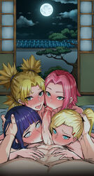 1boy 4girls blonde_hair blowjob blue_eyes blue_hair blush bowsey collaborative_fellatio fellatio female green_eyes harem hyuuga_hinata ino_yamanaka large_penis looking_at_viewer male multiple_girls naruto naruto_(series) naruto_shippuden oral oral_sex pink_hair ponytail pov quadruple_fellatio ratatatat74 sakura_haruno straight teamwork temari third-party_edit rating:Explicit score:953 user:bowsey