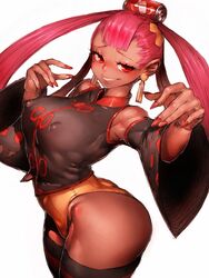 1girls ass blush breasts cleavage clothed dark-skinned_female dark_skin erect_nipples eye_contact female female_only fumio_(rsqkr) half-closed_eyes looking_at_viewer nipples npc_trainer pokemon pokemon_masters punk_girl_(pokemon) punk_girl_(pokemon_masters) red_hair ribs sharp_teeth solo thick_thighs thighhighs twintails wide_hips rating:Questionable score:247 user:justausername