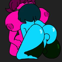 1girls 2boys alternate_breast_size anal anal_sex animated anthro ass big_ass big_breasts bisexual blue_hair blue_skin collar deltarune faceless_male faetomi female furry gay goat green_fur grey_background hair_over_eyes huge_breasts human inverted_nipples kneeling kris_(deltarune) large_ass large_breasts larger_female long_hair male mating_press nipples nude on_back on_top oral penis purple_hair purple_skin ralsei scalie short_hair size_difference smaller_male susie_(deltarune) testicles thick_thighs threesome threeway wide_hips yaoi rating:Explicit score:64 user:Faetomi