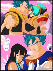 ass black_eyes black_hair blue_eyes blue_hair bulchi bulma_briefs busty chichi chulma cleavage comic dragon_ball dragon_ball_super dragon_ball_z earrings eating erect_penis erection french_kiss gloves gogeta hand_on_ass humor husband_and_wife kissing long_hair looking_at_penis looking_down metamoran_clothing muscular_male nala1588 penis_bulge potara_earrings shirt_grab speech_bubble spiky_hair super_saiyan_blue thick_thighs thighhighs tongue_out vegito rating:Explicit score:88 user:Zardauz