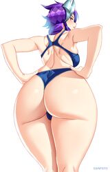 ass ass_focus back bare_back big_ass breasts danfer3 fat_ass female female_only from_behind frostblade_irelia highres hips irelia_xan league_of_legends snowdown_series swimsuit wide_hips winter_wonderland_series rating:Questionable score:76 user:kawaii_neeko