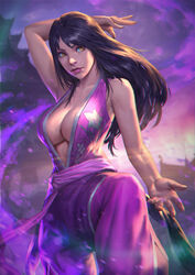 1girls 2d arm_up big_breasts black_hair breasts busty clothing dress female female_only human kimono large_breasts li_mei lipstick long_hair mortal_kombat mortal_kombat_deadly_alliance pink_lips pink_lipstick pinup purple_dress purple_kimono purple_sash sash solo standing sunkeytail yellow_eyes rating:Safe score:167 user:JackieEstacadoThrowaway