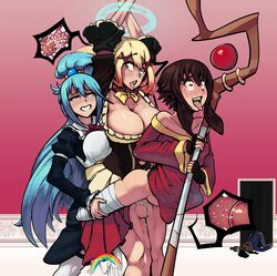 1boy 3futas ahe_gao aqua_(konosuba) big_breasts boxman busty cervical_penetration cleavage clenched_teeth cum cum_in_pussy cum_inside cum_overflow cum_while_penetrated curvy darkness_(konosuba) deep_penetration dickgirl drool drooling erection_under_clothes excessive_cum eye_roll eyes_rolling_back from_behind fucked_silly full-package_futanari futa_on_futa futanari group_sex heart heart-shaped_pupils huge_breasts impregnation intersex kono_subarashii_sekai_ni_shukufuku_wo! large_penis looking_pleasured love_train magic magic_user megumin multiple_futa ovum penetration pleasure_face rolling_eyes saliva satou_kazuma sex size_difference staff stand_and_carry_position standing standing_sex tears testicles threesome tongue_out vagina vaginal_penetration voluptuous x-ray rating:Explicit score:700 user:deleted5695