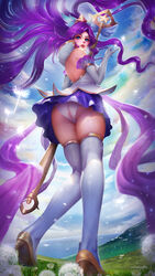 1girls alternate_costume ass blue_eyes blush clothed clothing elbow_gloves female female_only gloves heels high_heels human janna_windforce league_of_legends outdoors panties purple_hair skirt solo staff star_guardian_janna star_guardian_series thighhighs thighs upskirt very_long_hair white_gloves white_legwear white_panties white_thighhighs windwalker rating:Questionable score:203 user:justausername