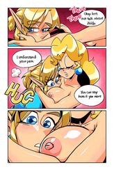 1boy 1girls big_breasts blonde_hair blue_eyes breasts breath_of_the_wild cmnf comic crossover english_text female head_in_cleavage hug link link_(breath_of_the_wild) long_hair male mario_(series) nintendo nipples nude princess_peach sasatseng speech_bubble text the_legend_of_zelda rating:Explicit score:100 user:gwmatt